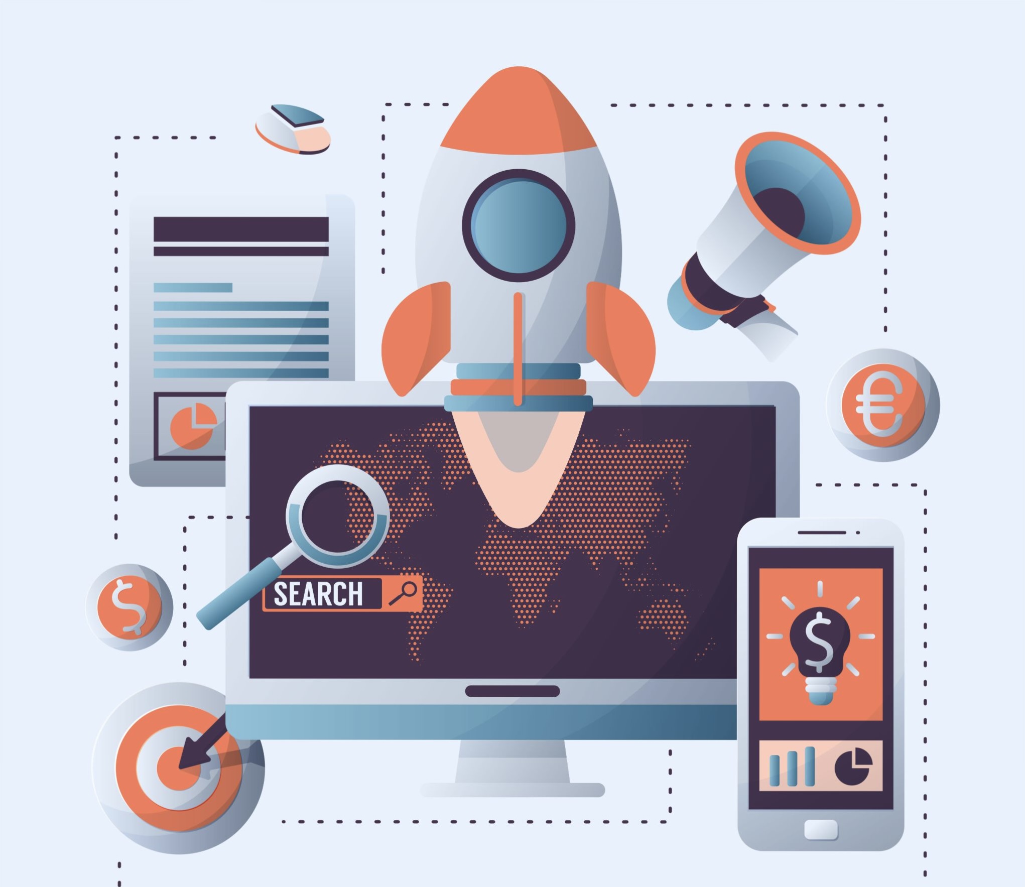 Modern advertising agency marketing illustration